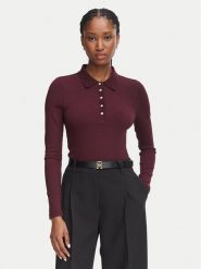 Tommy Hilfiger Polo WW0WW51731 Bordowy Slim Fit. Czerwone koszulki polo TOMMY HILFIGER, m, bez wzorów, z wiskozy, bez kołnierzyka, bez ramiączek. Za 369.99 zł.