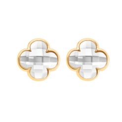 Kolczyki Mini Icons koniczyny z białym kryształem, pozłacane. Białe kolczyki Lilou, pozłacane. Za 189.00 zł.