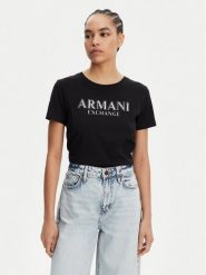 Armani Exchange T-Shirt XW000387 AF10354 UC001 Czarny Regular Fit. Czarne t-shirty Armani Exchange, l, bez wzorów, z bawełny, bez kołnierzyka, bez ramiączek. Za 189.99 zł.