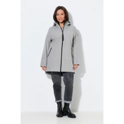 Damskie Długa kurtka softshell HYPRAR hydrofobowa trapezowy krój. Szare kurtki sportowe Ulla Popken, plus size, bez wzorów, z elastanu, bez kaptura, trekkingowe. Za 479.99 zł.