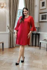 Czerwona trapezowa sukienka Elena XXL OVERSIZE WIOSNA. Czerwone sukienki Moda Size Plus Iwanek, na imprezę, na wiosnę, s, bez wzorów, ze skóry, bez kołnierzyka, bez ramiączek, midi, oversize. Za 259.90 zł.