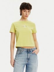 Calvin Klein Jeans T-Shirt Monologo J20J223113 Żółty Slim Fit. Żółte t-shirty Calvin Klein Jeans, m, bez wzorów, z bawełny, bez kołnierzyka, bez ramiączek. Za 89.99 zł.