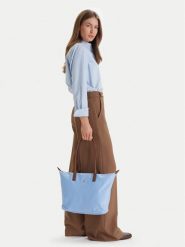 Tommy Hilfiger Torebka Popette Tote AW0AW17711 Błękitny. Niebieskie shopper TOMMY HILFIGER, bez wzorów, z materiału, bez dodatków. Za 409.99 zł.