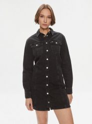 Tommy Jeans Sukienka jeansowa AlineDW0DW17209 Czarny Regular Fit. Czarne sukienki Tommy Jeans, s, bez wzorów, z bawełny, bez kołnierzyka, bez ramiączek. Za 359.99 zł.