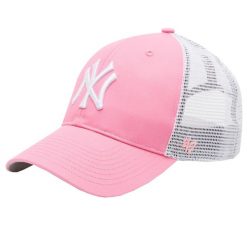Czapka z daszkiem damska MLB New York Yankees Branson Cap. Czerwone czapki 47 Brand, bez wzorów, z bawełny. Za 99.99 zł.