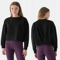 BLUZA DAMSKA 4F BAWEŁNIANA NIEROZPINANA BEZ KAPTURA TSWSF1305 S KOLOR CZARNY. Czarne bluzy 4f, l, bez wzorów, z bawełny, bez kaptura. Za 66.78 zł.