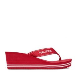 Japonki Nautica. Czerwone klapki Nautica, bez wzorów, bez obcasa. Za 99.99 zł.