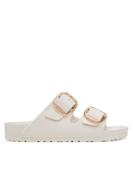 Birkenstock Klapki Arizona Big Buckle Eva 1029651 Biały. Białe klapki Birkenstock, bez wzorów, z tworzywa sztucznego, bez obcasa. Za 269.99 zł.