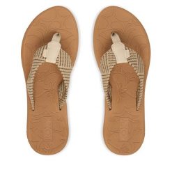 Japonki Roxy. Brązowe klapki Roxy, bez wzorów, bez obcasa. Za 159.99 zł.