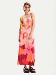 Desigual Sukienka letnia Nerea 24SWVK19 Różowy Regular Fit. Czerwone sukienki Desigual, na lato, l, bez wzorów, z syntetyku, bez kołnierzyka, bez ramiączek. Za 249.99 zł.