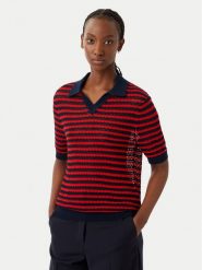 Tommy Hilfiger Polo Pointelle WW0WW50060 Czerwony Regular Fit. Czerwone koszulki polo TOMMY HILFIGER, l, bez wzorów, z syntetyku, bez kołnierzyka, bez ramiączek. Za 529.99 zł.