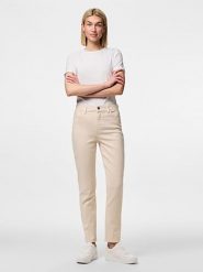 Pieces Dżinsy - Tapered fit - w kolorze beżowym rozmiar: W32/L30. Brązowe jeansy Pieces, l, bez wzorów. Za 83.62 zł.