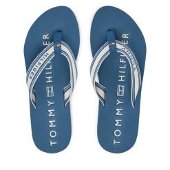 Japonki Tommy Hilfiger. Niebieskie klapki TOMMY HILFIGER, bez wzorów, bez obcasa. Za 169.99 zł.
