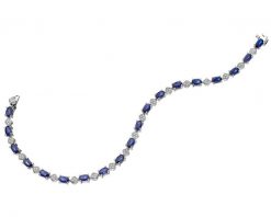 Bransoletka z białego złota z diamentami i szafirami - 18 cm - próba 585. Białe bransoletki Apart, z diamentem, złote. Za 14,990.00 zł.
