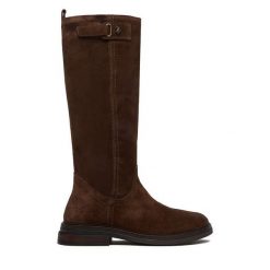 Kozaki U.S. Polo Assn. Brązowe kozaki U.S. Polo Assn., bez obcasa, na płaskiej podeszwie, bez zapięcia. Za 549.99 zł.