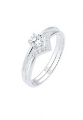 Elli Damski zestaw soliter Trójkąt z cyrkoniami w srebrze 925 Sterling Silver Pierścionki 1 ct. Szare pierścionki Elli, z cyrkonią, srebrne. Za 198.99 zł.