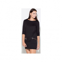 Sukienka K087 Czarny. Czarne sukienki Katrus, na co dzień, xl, bez wzorów, bez kołnierzyka, bez ramiączek. Za 129.00 zł.