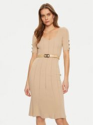 Marciano Guess Sukienka dzianinowa 5RGK07 5810Z Beżowy Regular Fit. Brązowe sukienki Marciano Guess, z aplikacjami, z dzianiny, bez kołnierzyka, bez ramiączek. Za 659.99 zł.