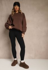 Czarne Legginsy High Waist z Prążkowanego Materiału z Wiskozą Tevandra. Czarne legginsy Renee, m, bez wzorów, z jeansu, z podwyższonym stanem. Za 59.99 zł.