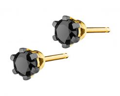 Kolczyki z żółtego złota z czarnymi brylantami - 0,49 ct - próba 585. Czarne kolczyki Apart, z brylantem, złote. Za 3,190.00 zł.