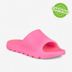 Klapki damskie Coqui Lou. Czerwone klapki Coqui, bez wzorów, z materiału, bez obcasa. Za 122.99 zł.