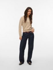 Vero Moda Sweter w kolorze beżowym rozmiar: XS. Brązowe swetry Vero Moda, s, bez wzorów, z materiału, bez ramiączek. Za 78.99 zł.