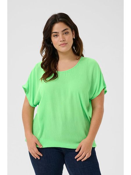 KAFFE curve Bluzka w kolorze jasnozielonym rozmiar: 42. Zielone bluzki KAFFE curve, bez wzorów, z wiskozy, bez kołnierzyka, bez ramiączek. Za 70.41 zł.