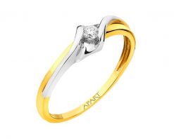 Pierścionek z żółtego złota z brylantem - 0,05 ct - próba 585. Żółte pierścionki Apart, z brylantem, złote. Za 1,690.00 zł.
