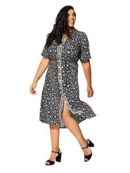 Aller Simplement Sukienka w kolorze czarno-białym rozmiar: 42/44. Czarne sukienki Aller Simplement, na co dzień, bez wzorów, z tkaniny, klasyczne, bez kołnierzyka, bez ramiączek, midi, proste. Za 78.99 zł.