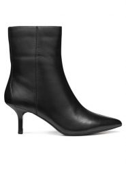 Geox Botki D Kleopy D56YBB 000TU C9999 Czarny. Czarne botki Geox, bez wzorów, ze skóry, bez obcasa, na szpilce, bez zapięcia. Za 679.99 zł.