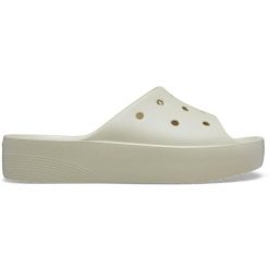 Klapki plażowe damskie Crocs Classic Platform Slide. Brązowe klapki Crocs, bez wzorów, bez obcasa. Za 202.46 zł.