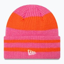 Czapka zimowa damska New Era Stripe Cuff Knit Beanie. Czerwone czapki New Era, bez wzorów. Za 139.99 zł.