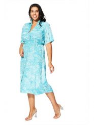 Aller Simplement Sukienka w kolorze turkusowo-białym rozmiar: 50/52. Białe sukienki Aller Simplement, na co dzień, bez wzorów, z tkaniny, bez kołnierzyka, bez ramiączek, midi, proste. Za 56.99 zł.