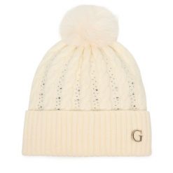Czapka Guess. Białe czapki Guess, z aplikacjami. Za 159.99 zł.