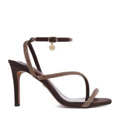Sandały Nine West. Brązowe sandały Nine West, bez wzorów, bez obcasa, na szpilce, bez zapięcia. Za 249.99 zł.