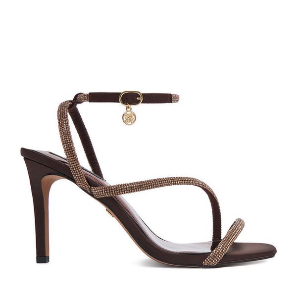 Sandały Nine West. Brązowe sandały Nine West, bez wzorów, bez obcasa, na szpilce, bez zapięcia. Za 249.99 zł.