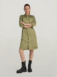 G-Star Sukienka koszulowa w kolorze khaki rozmiar: S. Brązowe sukienki G-Star, s, bez wzorów, z lyocellu, retro, bez kołnierzyka, bez ramiączek, midi, koszulowe. Za 206.91 zł.