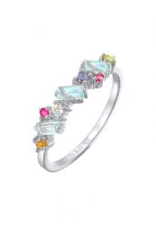 Elli PREMIUM Damski kolorowy glamour z peridotem, topazem i kamieniem księżycowym w pozłacanym srebrze próby 925 Sterling Silver Pierścionki 1 ct. Szare pierścionki Elli PREMIUM, z cytrynem, pozłacane. Za 263.99 zł.