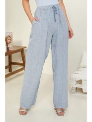 Rodier Lin Lniane spodnie w kolorze błękitnym rozmiar: XL/XXL. Niebieskie spodnie materiałowe Rodier Lin, xl, bez wzorów, ze lnu. Za 149.66 zł.