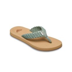 Sandały dla Kobiety PORTO Zielony. Zielone sandały Roxy, bez wzorów, z bawełny, sportowe, bez obcasa, bez zapięcia. Za 129.99 zł.