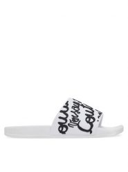 Versace Jeans Couture Klapki 78VA3SQ1 Biały. Białe klapki Versace Jeans Couture, bez wzorów, z jeansu, bez obcasa. Za 209.99 zł.