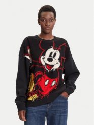 Desigual Bluza Hello Mickey 25WWSK14 Czarny Regular Fit. Czarne bluzy Desigual, s, bez wzorów, z bawełny, bez kaptura. Za 539.99 zł.