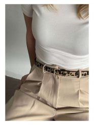 Lucky Bees Pasek w kolorze czarno-brązowym - dł. 100 cm rozmiar: onesize. Brązowe paski Lucky Bees, bez wzorów, z materiału. Za 65.54 zł.