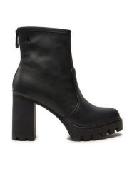 Calvin Klein Botki YW0YW01546 Czarny. Czarne botki Calvin Klein, bez wzorów, ze skóry, bez obcasa, na słupku, bez zapięcia. Za 799.99 zł.