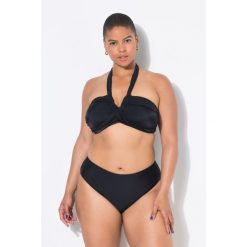 Damski Top od bikini miękkie miseczki drapowanie na biuście. Czarne bielizna sportowa Ulla Popken, plus size, bez wzorów, z elastanu. Za 176.99 zł.