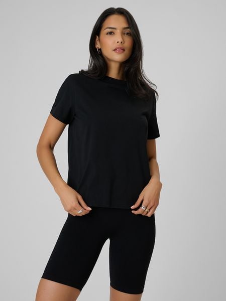 4F T-shirt regular gładki damski - czarny L. Czarne t-shirty 4f, l, bez wzorów, z materiału, bez kołnierzyka, bez ramiączek. W wyprzedaży za 49.99 zł.