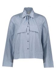 YAS Bluzka w kolorze błękitno-szarym rozmiar: 34. Niebieskie bluzki YAS, bez wzorów, z bawełny, bez kołnierzyka, bez ramiączek. Za 114.71 zł.