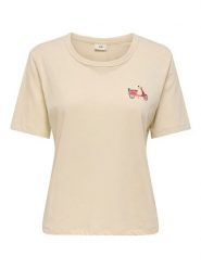 JDY Koszulka w kolorze beżowym rozmiar: XL. Brązowe bluzki JDY, xl, bez wzorów, z bawełny, bez kołnierzyka, bez ramiączek. Za 43.99 zł.
