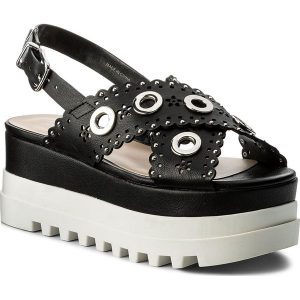 Sandały LIU JO - Platform Sandal S18065 E0332 Black 22222. Czarne sandały Liu Jo, bez wzorów, ze skóry ekologicznej, bez obcasa, na obcasie, bez zapięcia. W wyprzedaży za 419.00 zł.