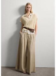 STEFANEL Sweter w kolorze kremowym rozmiar: S. Brązowe swetry Stefanel, s, bez wzorów, z bawełny, bez ramiączek. Za 260.99 zł.